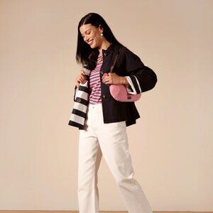 Frances Valentine Short Spiffy Trench Coat in Navy, Size Large